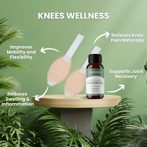 Vexivo Knees Wellness Pack (Wraps + Castor Oil)
