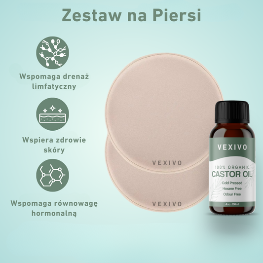 Vexivo Zestaw na Piersi (Podkładki + Olej Rycynowy)