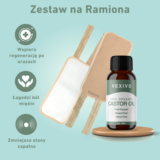 Vexivo Zestaw na Ramiona (Okłady + Olej Rycynowy)