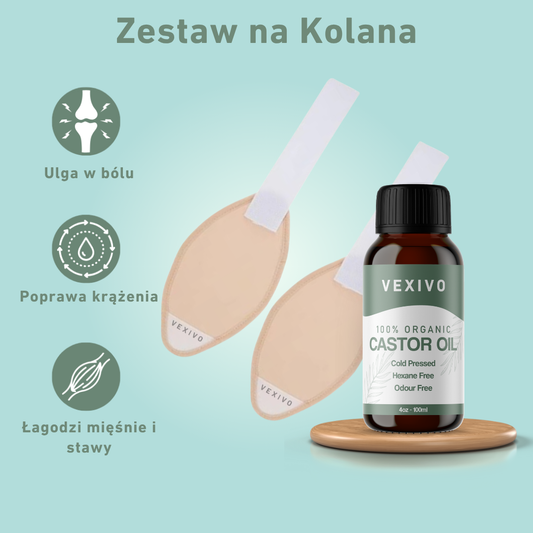 Vexivo Zestaw na Kolana (Okłady + Olej Rycynowy)
